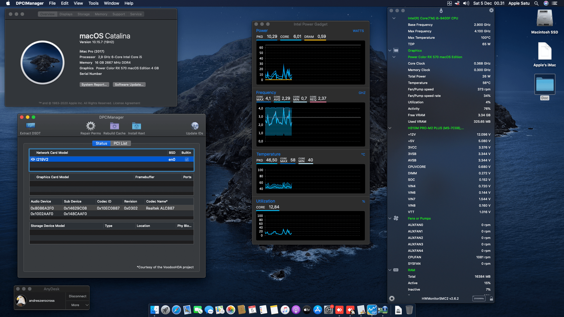 Success Hackintosh macOS Catalina 10.15.7 Build 19H2 in MSI H310M Pro-M2 Plus + Intel Core i5 9400F + Power Color RX 570